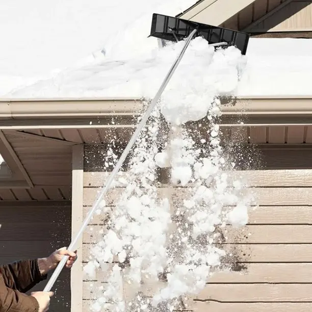 Telescopic Snow Roof Scraper Roof Snow Rake, Roof Snow Shovel with Telescopic Aluminum Tube