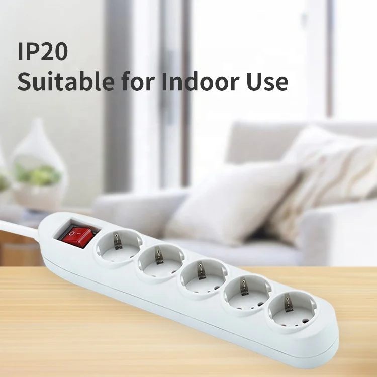 Удлинитель питания/индивидуальный переключатель 250 в евро 5 розеток