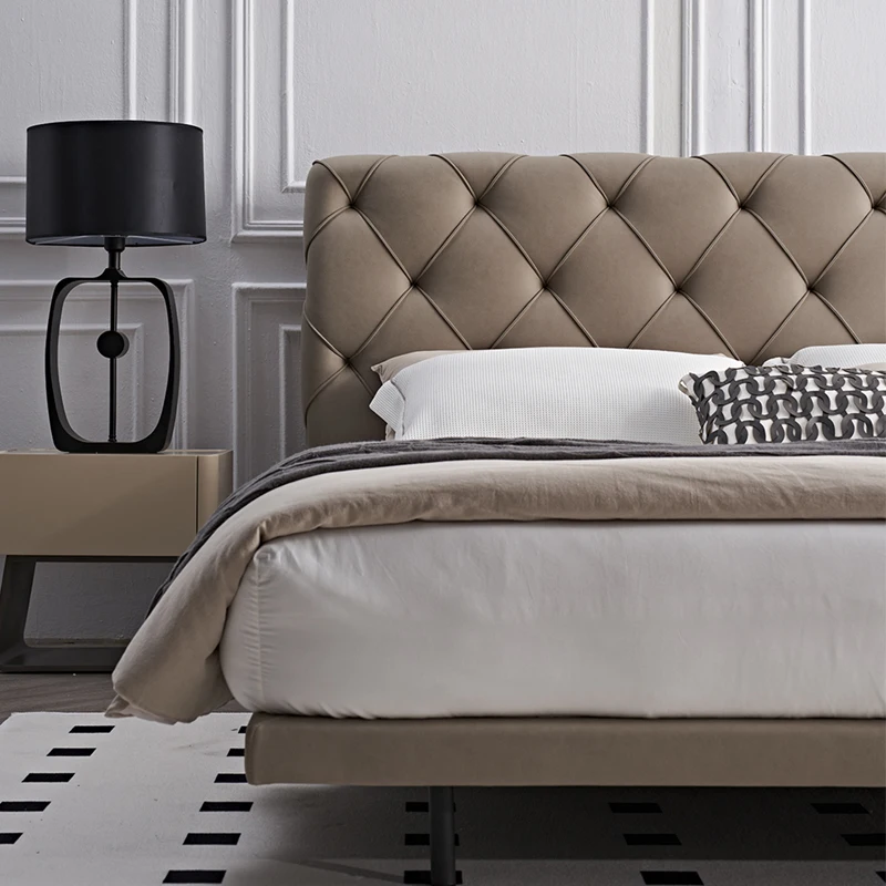 Audrey Modern Style Headboard Bedroom Furniture Bed Frame Easy Assembly Velvet Fabric Upholstered Bed