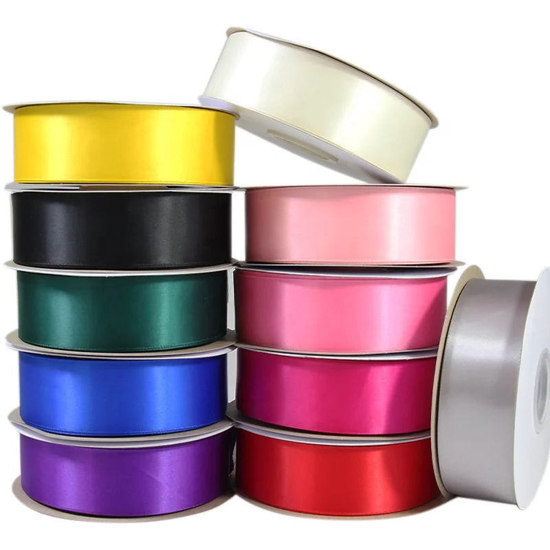 Custom Stocked 196 Colors Satin Ribbon 4 cm Solid Color Plain Polyester Ribbons Supplies for Ribbon Roses
