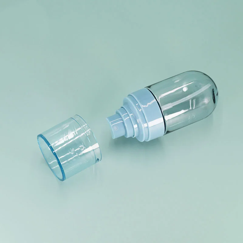 New Style 30ml 50ml 60ml pill capsule Round Clear Bottle Skincare Cosmetics Pump Tube plastic mist perfume spray bottle
