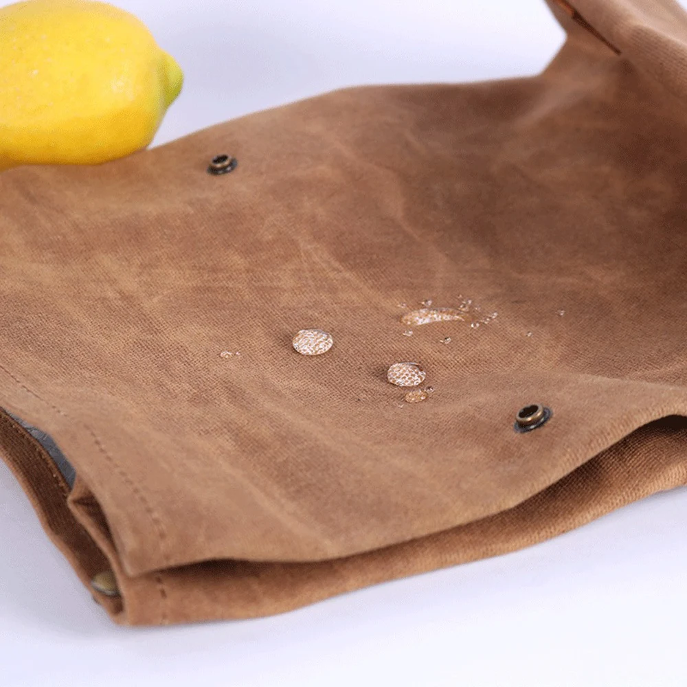 Durable Reusable Insulated Cooler Work Collapsable Picnic  Waxed Canvas Lunch Bag