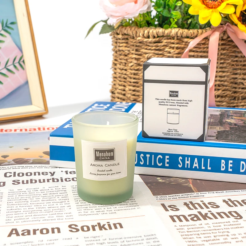 Custom Private Label Wedding Gift Handmade Luxury Glass Jar 100% natural soy wax Aromatherapy Candle For Home Decoration