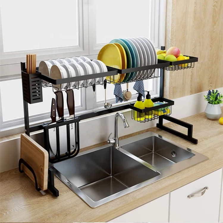 2020 New Arrival Home Kitchen Stainle Steel 201 Chrome Plate 2 Tier Storage Holder Rack