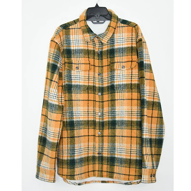 MENS SHIRT IN HEAVY WOVEN POLY WOOL FLANNEL AND LINED UP WITH SOFT SHERPA  ODM CUSTOMIZED