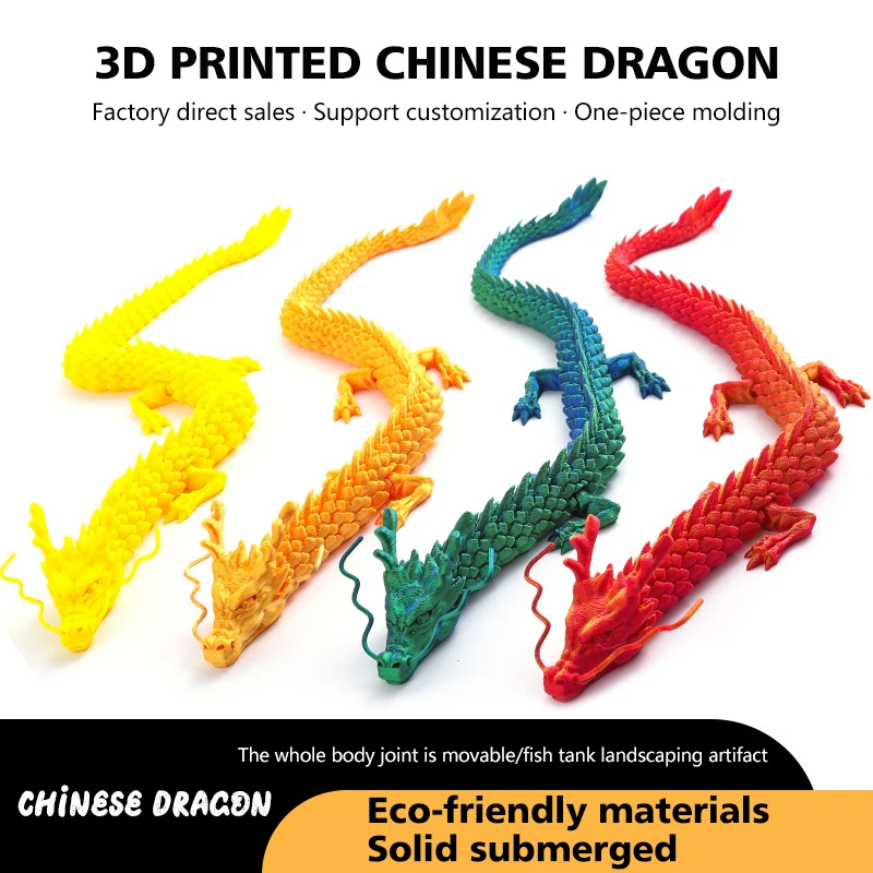 Hot Sale 3d Printed Chinese Dragon Decoration Multi-Joint Movable Creative Chinese Dragon Statues Model 3d Dragon Toy