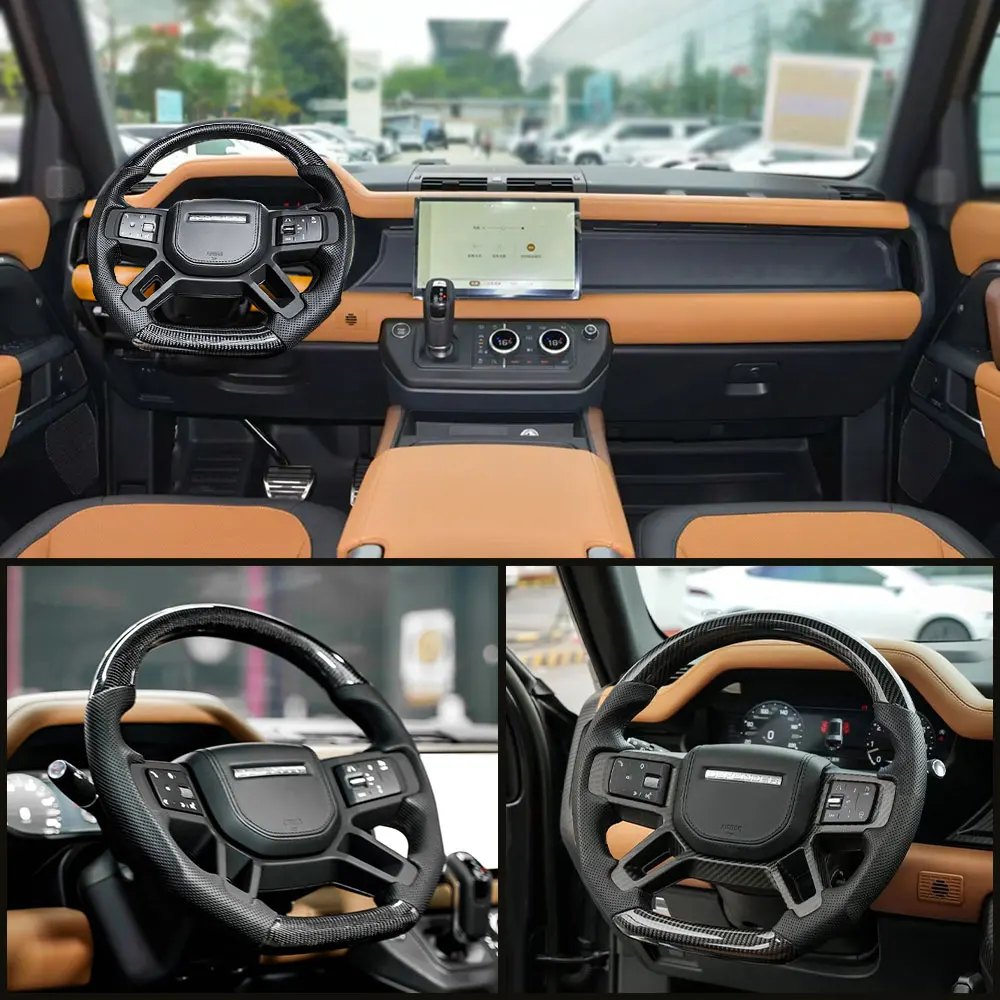Car Interior Modification Accessories Carbon Fiber 40X40 Steering Wheel For Land Rover Defender 2020 2024