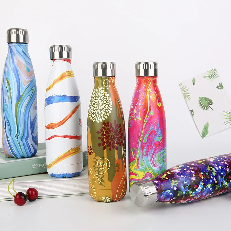 500ML Cooler Stainless Steel Flower Vacuum Cup Sports Biking Hiking Drinking Portable Cola Bottles