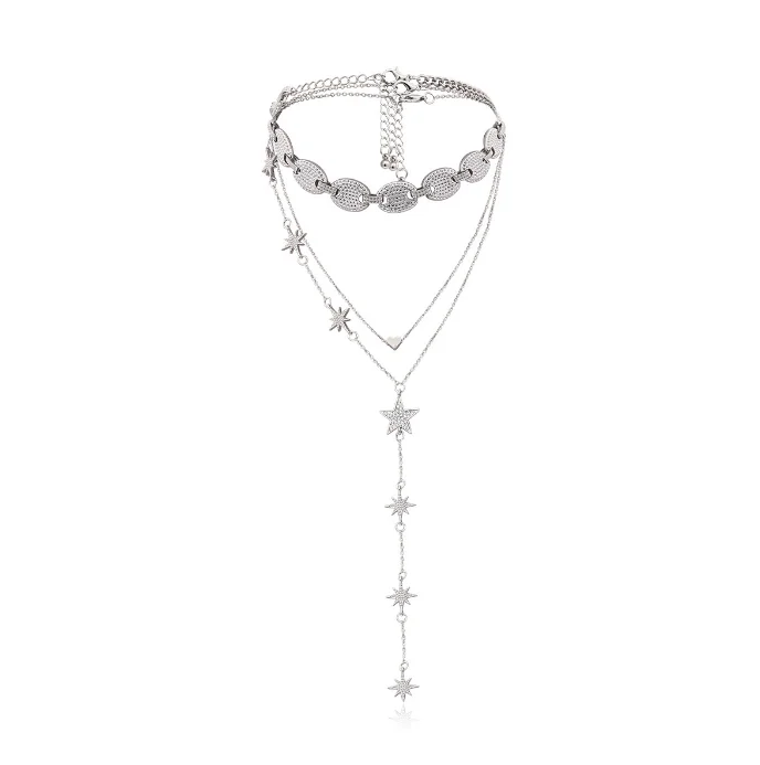 
XG1190 2020 Women new Elegant temperament heart - shaped simple star set necklace 