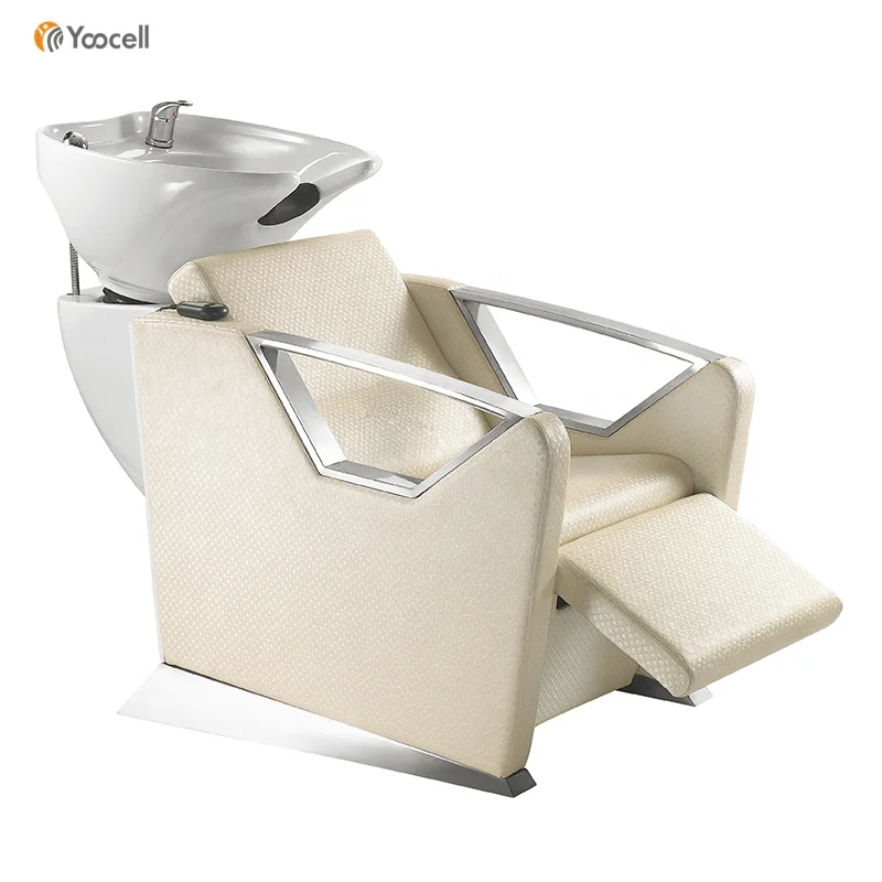 Yoocell Electric Hair Washing Salon Adjustable Footrest Shampoo Chair Backwash Sink