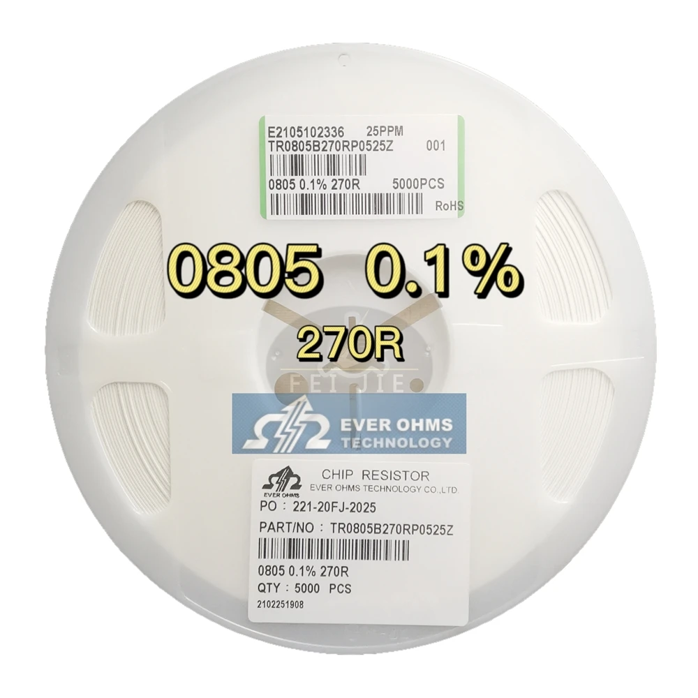 Тонкопленочный прецизионный резистор 0805-270R 0.1% 25PPM TR0805B270RP0525Z
