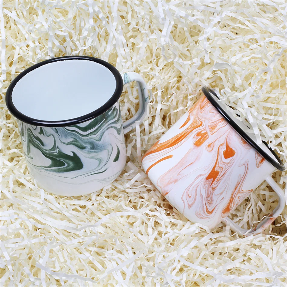 Wholesale Enamelware Campfire Enamel Mug Retro Vintage Souvenir Sublimation Travel Mug for Coffee