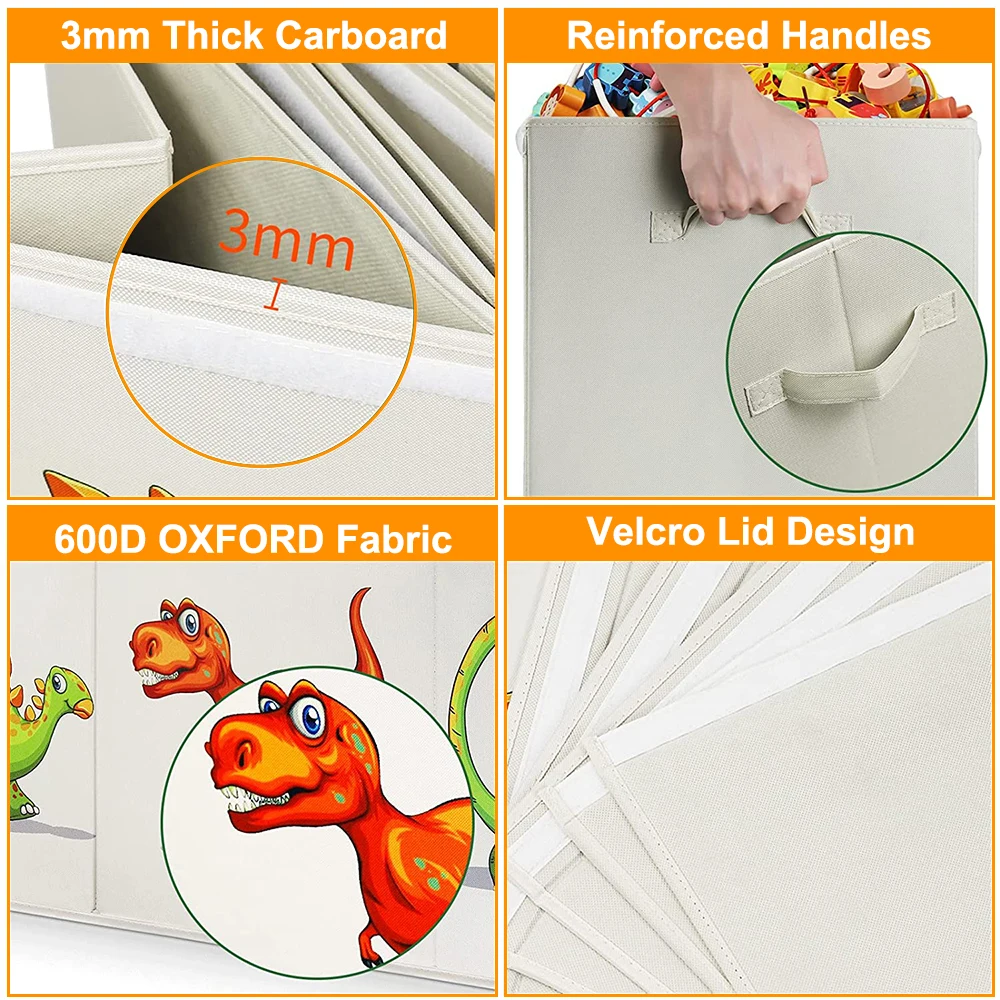 Foldable Large Kids Toy Box Chest Storage Organizer Cubes Organizer Collapsible Large Toy Storage Box & Bins with Lid