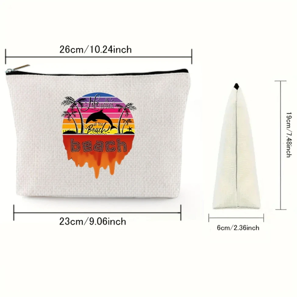 Custom Logo Eco Friendly Cotton Linen Wallets Large Capacity Makeup Bag Zipper Portable Pouch Travel Waterproof Cosmetic Bags