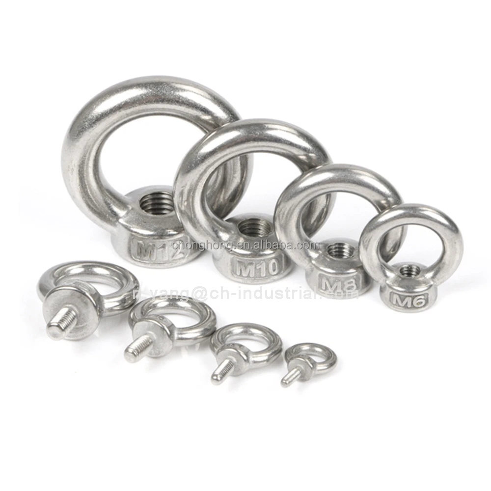 M6 M8 M10 M12 M20 Stainless Steel Ring Shape Oval Threaded Lifting Eye Nut DIN582 Lifting Nut 304 316 Stainless Eye Nut