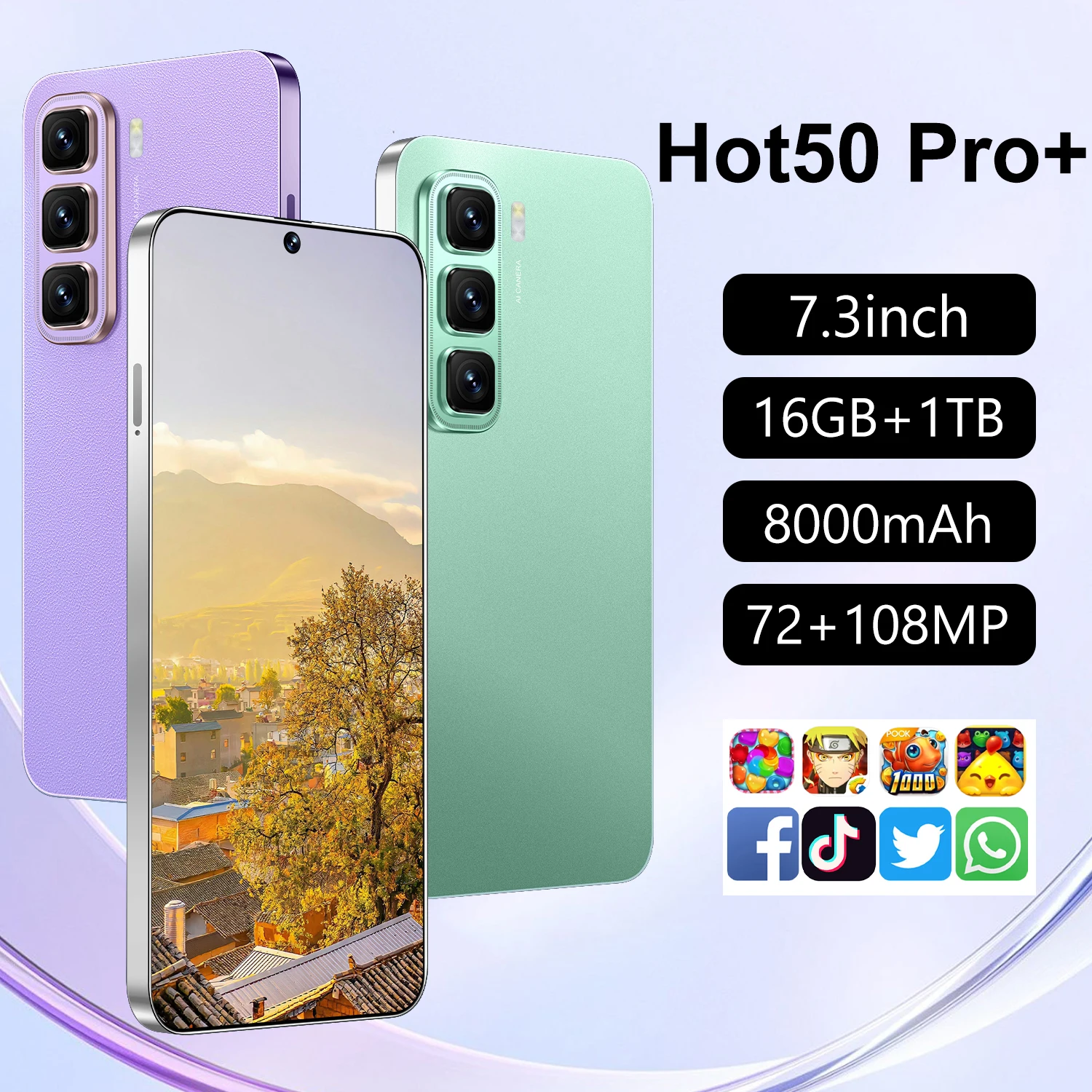 5g android13.0 dual sim cards smartphone hot50 pro+ cellphone mobile phone with high quality