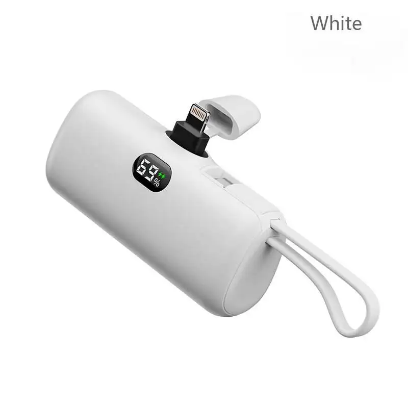 5000mAh Type-C portable dual-interface mobile power supply with compact mini emergency C-port charging treasure