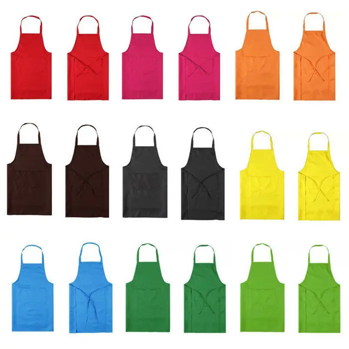 
Custom Logo Thicken Cotton Blend Sleeveless Apron Women Men Anti-wear Cooking Kitchen Bib Aprons With Pocket 