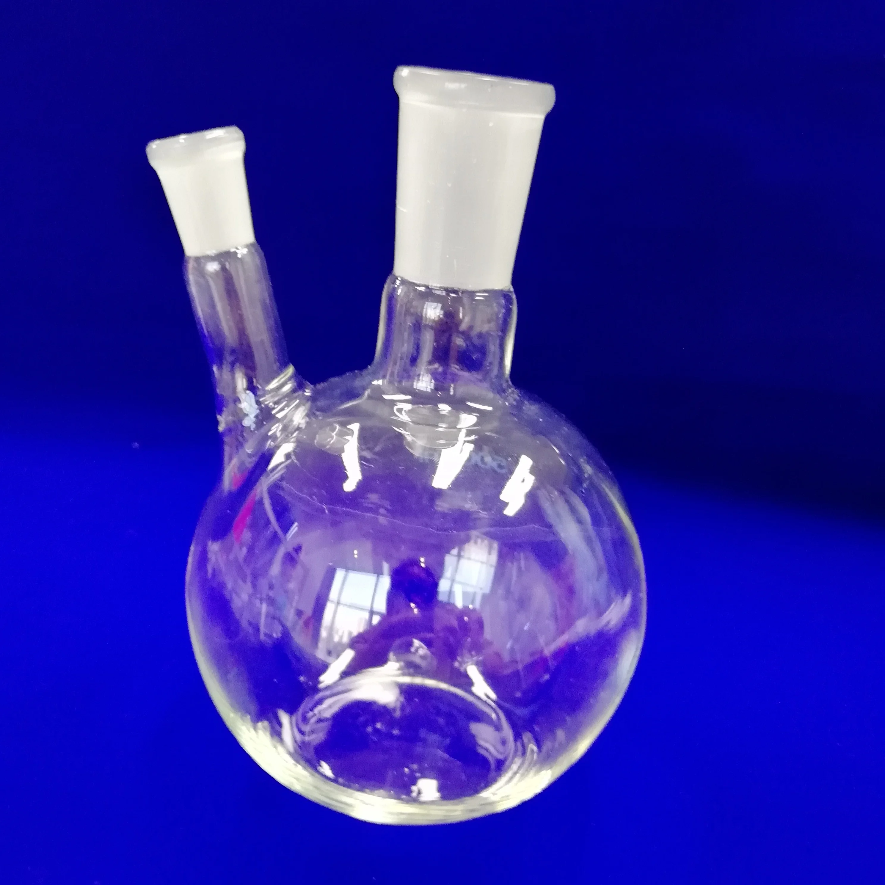 Factory supply high purity clear Two  necks round bottom lab flask