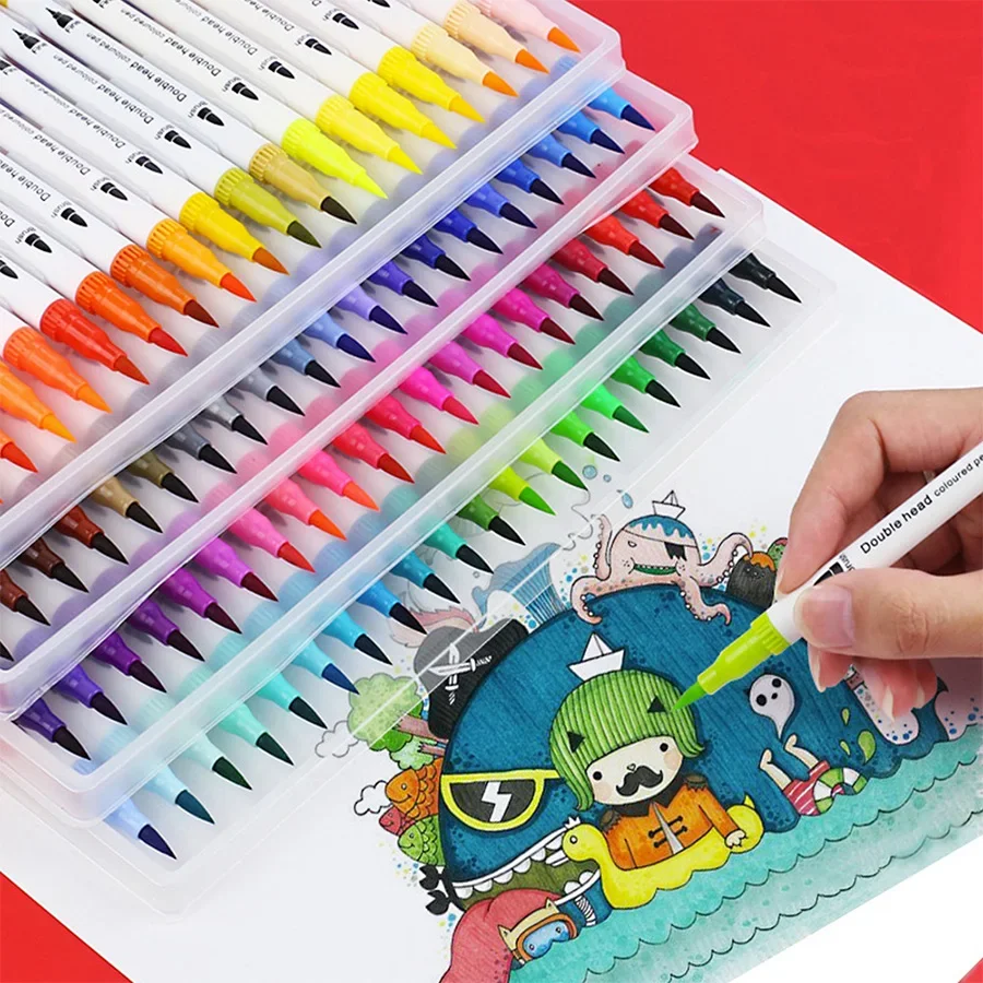 24 48 60 80 100 Colors Double-Head Washable Color Marker Set Art Supplies For Artist Korean Stationery School Supplies