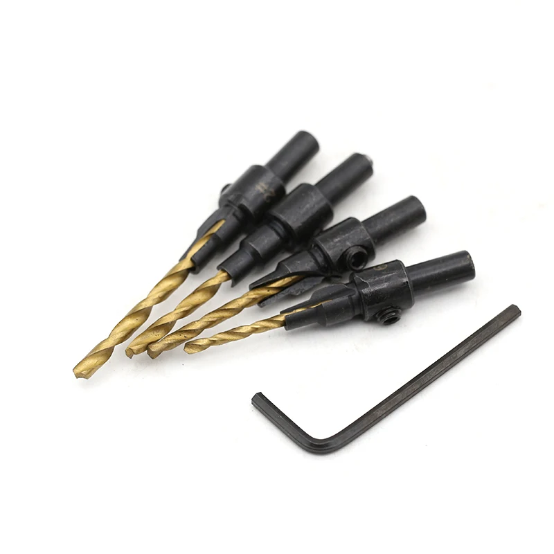 5pcs Countersink Drill Woodworking Drill Bit Set Drilling Pilot Holes For Screw Sizes #5 #6 #8 #10 #12