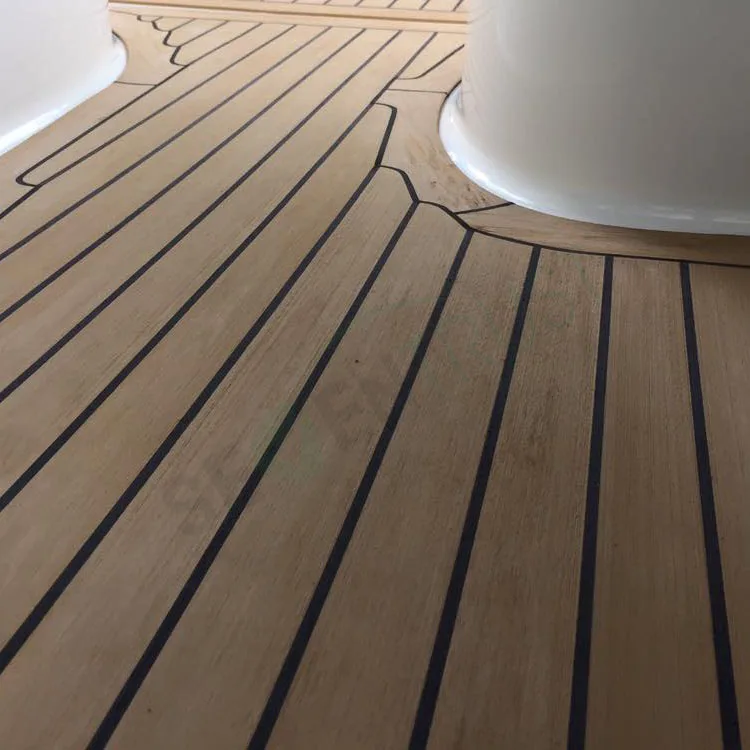 Synthetic yacht teak color pvc decking decorated in marine flooring