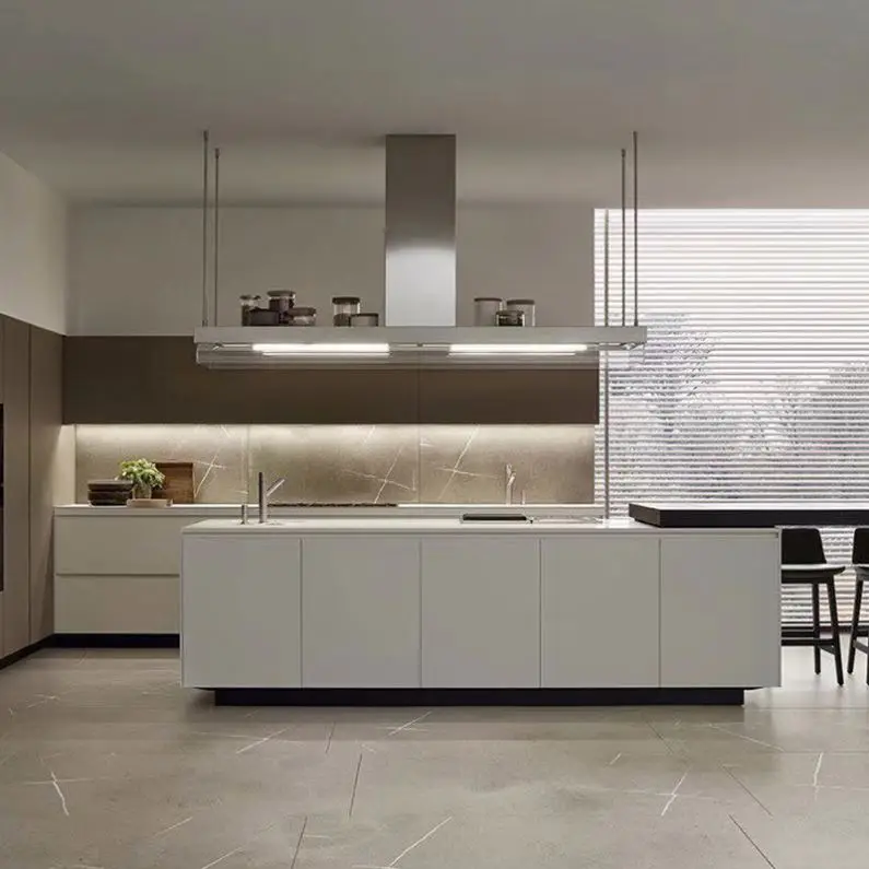 Black Cabinet Handles Waterproof Design Mfc Bulit-in Kitchen Complete Kitchens