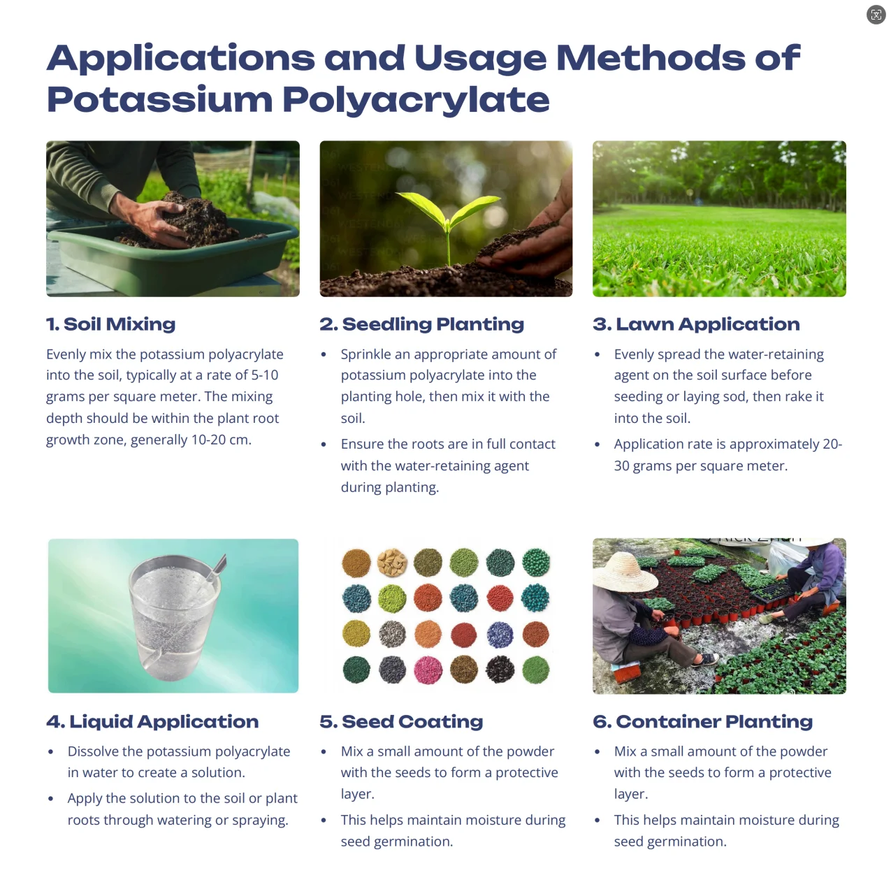 Potassium Polyacrylate Hydrophilic Gel Potassium Polyacrylate Plant Growth Promoter