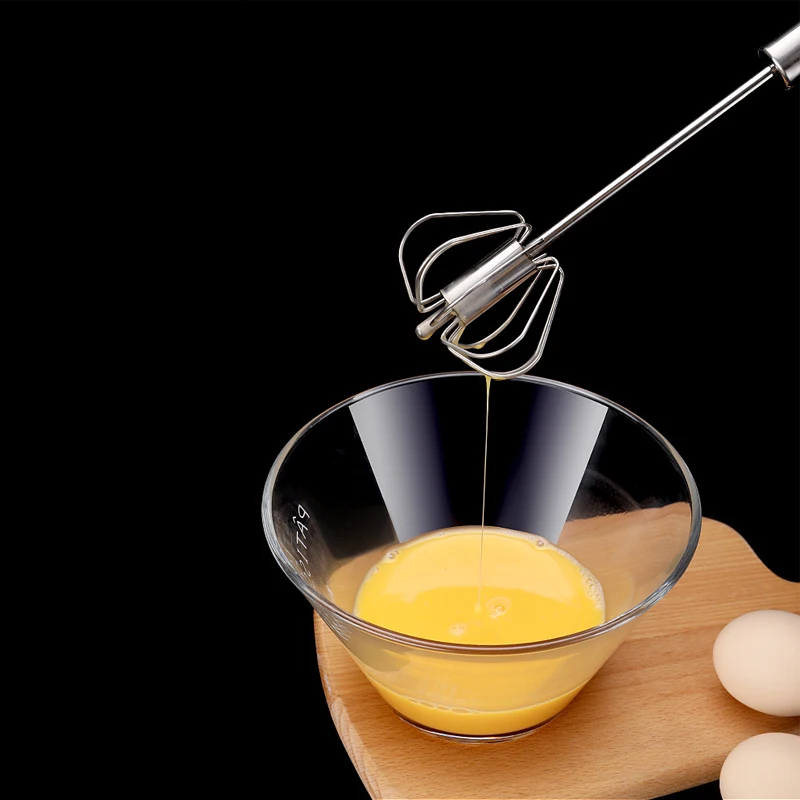 Home Simple Small Manual Push-Type Stainless Steel Spring Egg Whisk Beater Semi-Automatic
