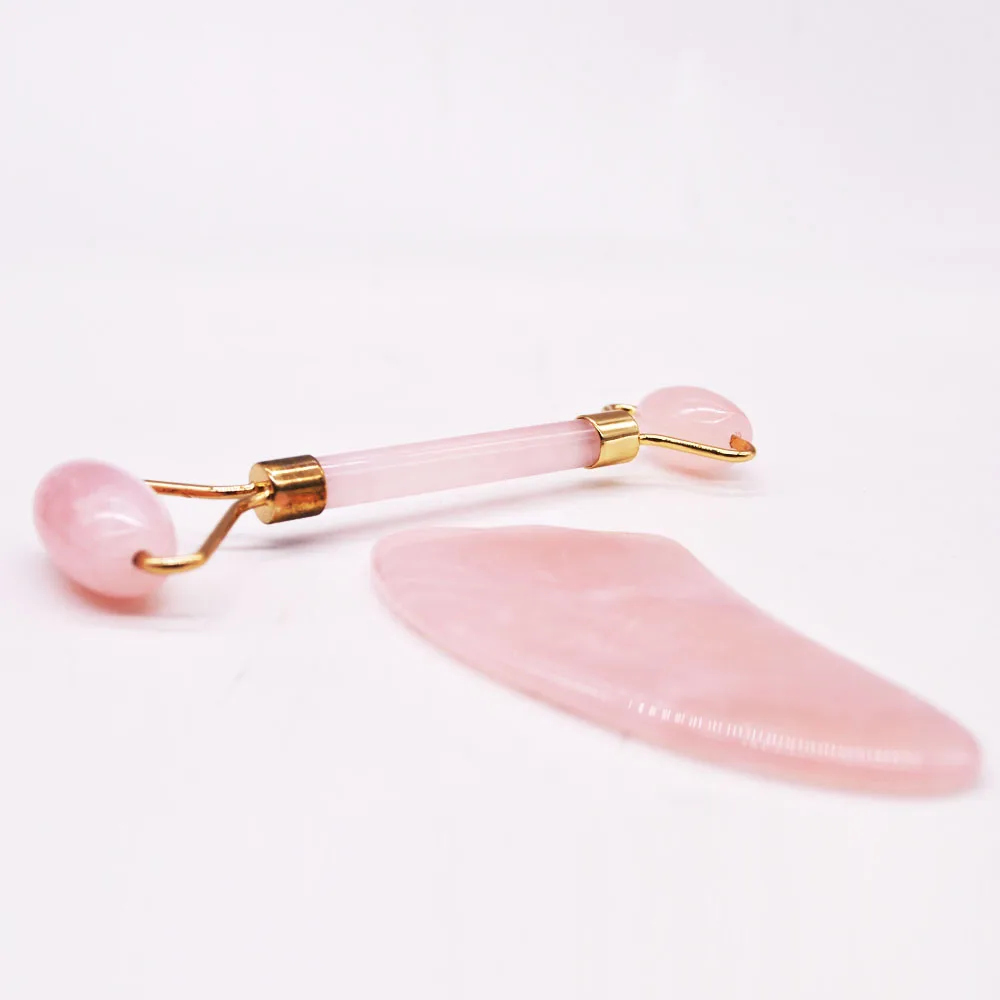 Original  Anti Aging Jade Roller Therapy 100% Natural Double Neck Healing Massager De-puffing Jade Facial Roller with Gift Box