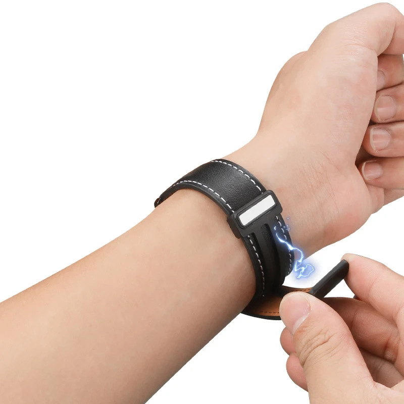 L19 Newest Foldable Magnet Buckle Leather Band For Apple Watch 42/44/45/49 Luxury Men Strap