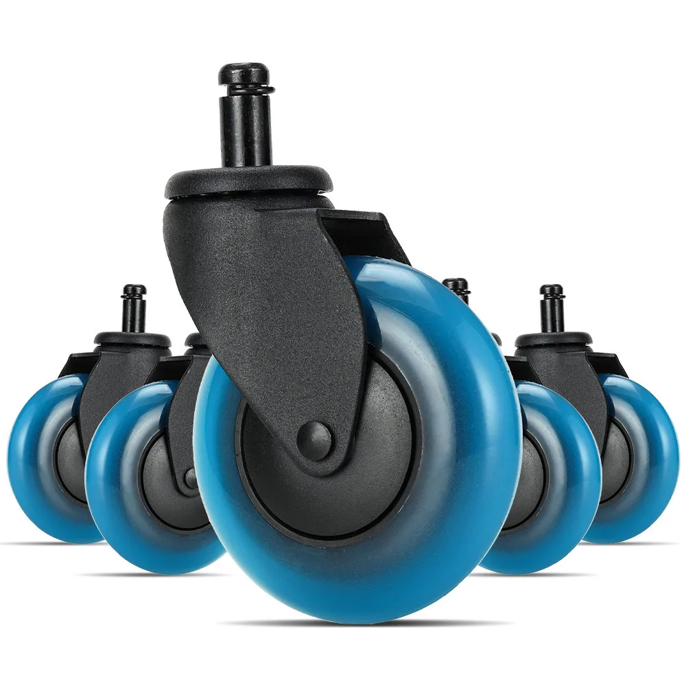 PH010 Office Chair Caster Wheels, 3 inches Swivel Rubber Soft Furniture Wheels Safe Rollers for Furniture