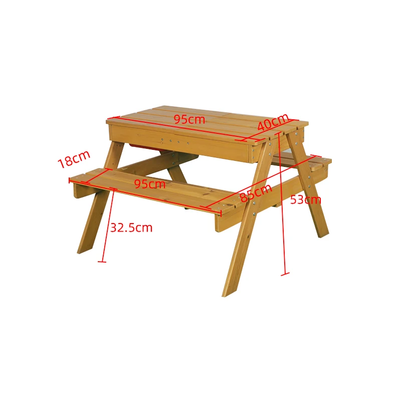Customized Wholesale Detachable Solid Wooden Picnic Table Bench with Umbrella Hole