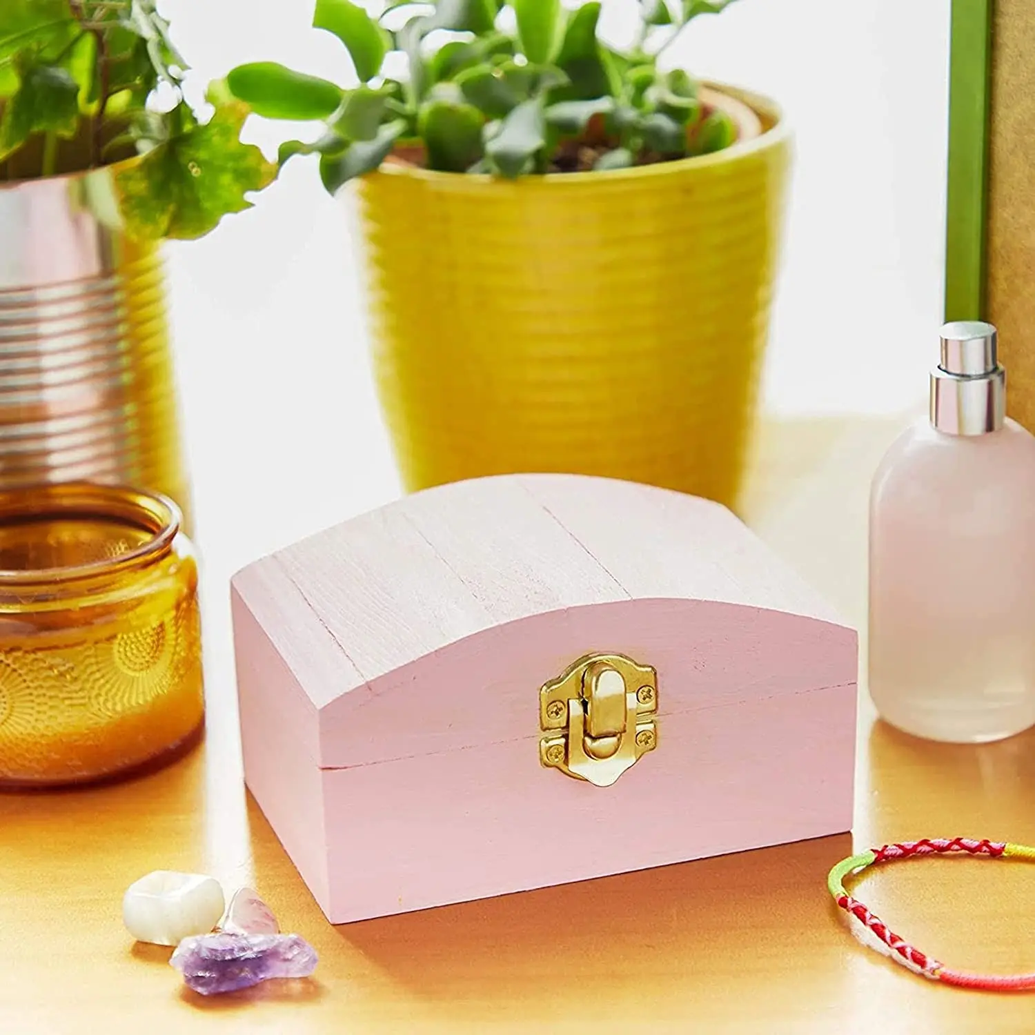 Unfinished Wooden Pine Box DIY Craft Jewelry Box with Locking Clasp