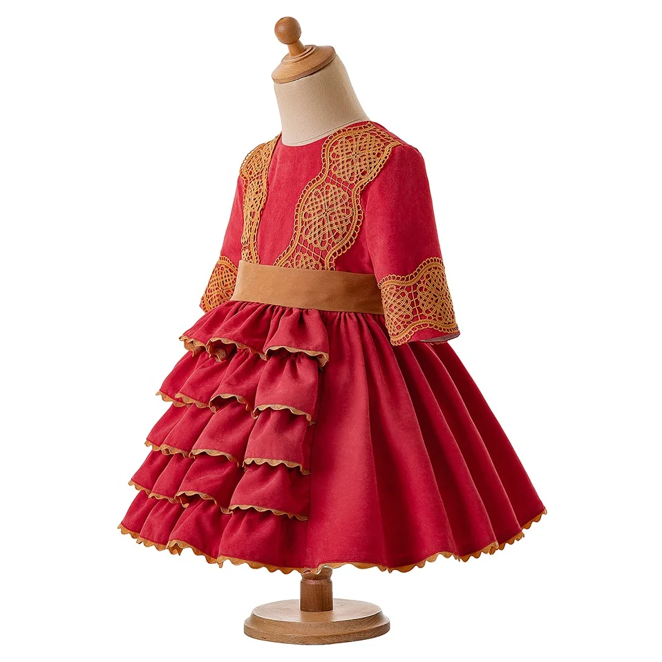 2022 OEM Pettigirl Lace Children Party Dress With Headwear For popular Kids Clothing Wholesale