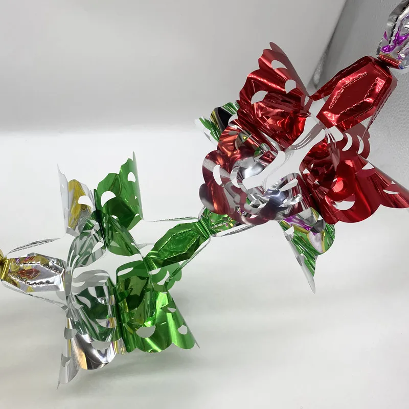 Christmas Tinsel Garland Fold Stretch Colorful Flower Drawing Curved Hollow Tinsel Garland For Holiday Decorations