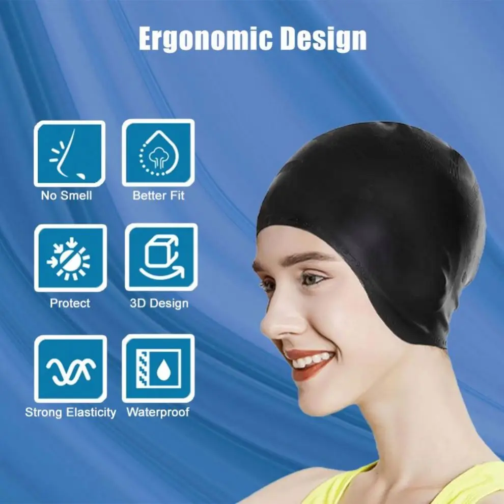 Baiyuheng Outdoor Silicone Bathing Swimming Hat Pool Waterproof Sport Adult Swim Wear Accessories Swimming Cap