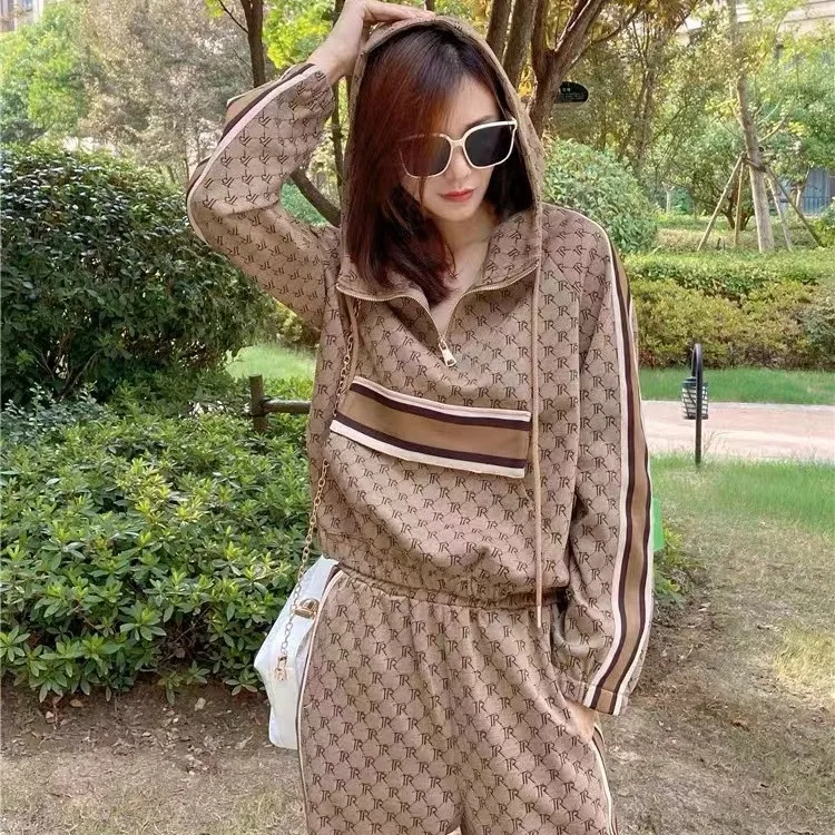 Plus Size Sweatsuits For Women Set 2 Piece Hoodie Jacket Tracksuits Pant Outfits Jogger Casual Half Zipper Sportswear