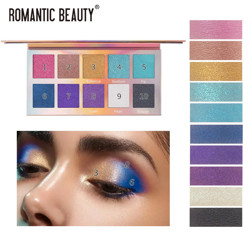 
Hot Sale Beauty High Pigment Rainbow 10 Colors Eye Matte Glazed Board Big Eyeshadow Palette 