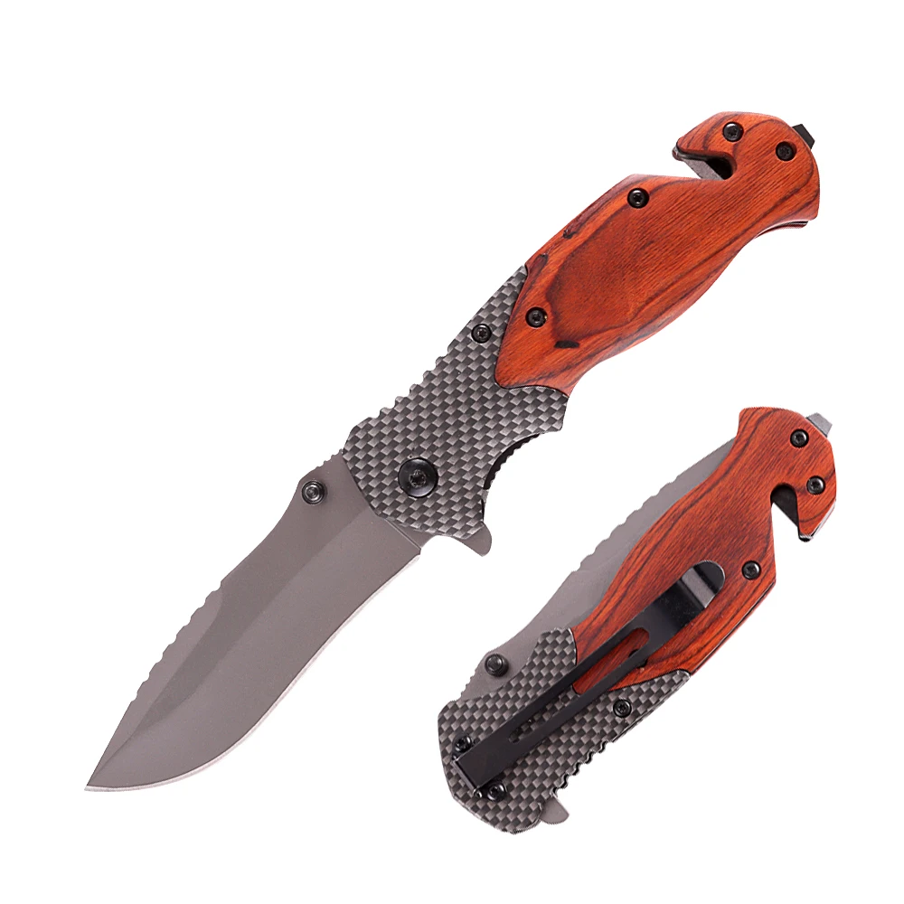 Прямая продажа с завода высококачественный складной карманный нож с деревянной ручкой походный тактический нож для выживания