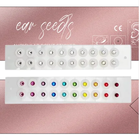 20 Pcs One Pack With 10 Colors Crystal Ear Seeds Auricular Therapy Point Sticker 24K Gold EarSeeds