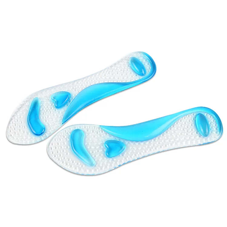 Factory wholesale silicone gel shock absorption arch support flat foot orthopedic insole for plantar fasciitis