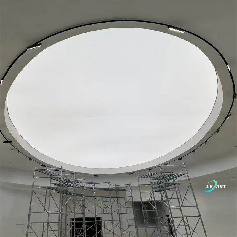 Modern Smart Home Office Indoor Remote Control LED Light Round False Ceiling Cornice 3d Pvc Panel Decor