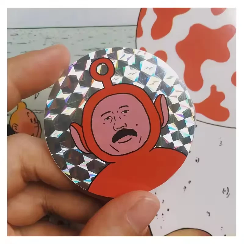 Custom Logo Die Cut Sticker Holographic Self-Adhesive Laptop Stickers Waterproof Vinyl Cartoons Stencil Printing