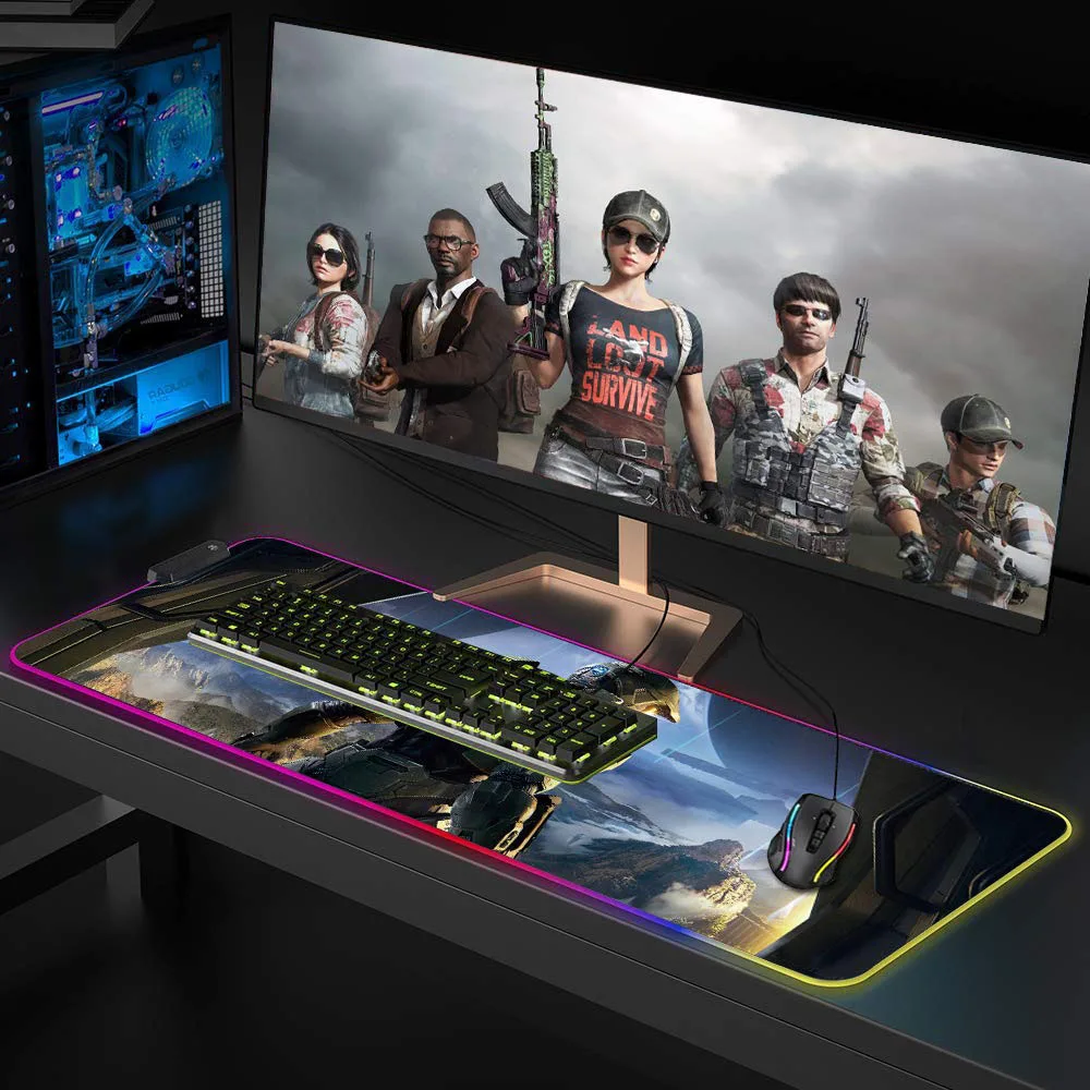 RGB игровой коврик для мыши большой со светодиодной