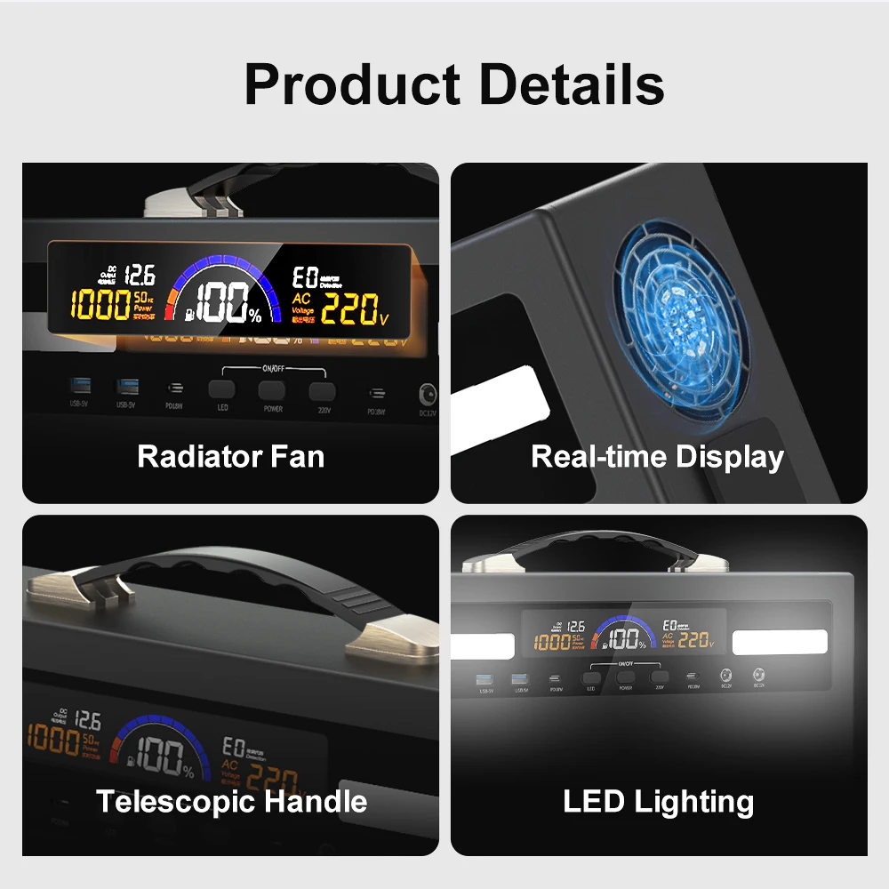 Top Quality Lazada 200W 6000mah Short Circuit Protection Small Size Smart Portable Power Station 1000W