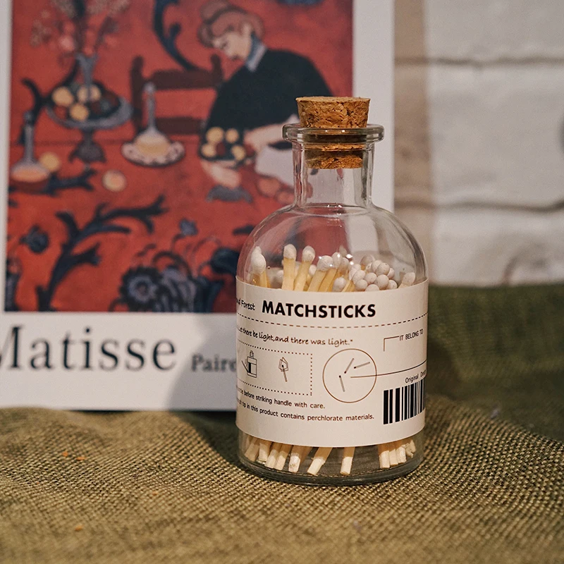 Luxury Home Safe Wooden Matches in Glass Jar  Customize Colorful Wholesale Price Matches in Glass Jar