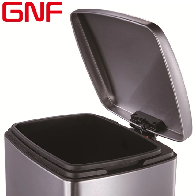GNF 8L stainless steel square pedal bin kitchen food waste pedal bin metal diaper pail