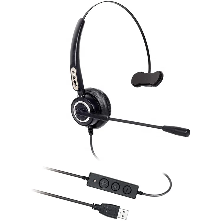 USB Plug Headset with Microphone Call Center Headset for Computer PC Laptop etc