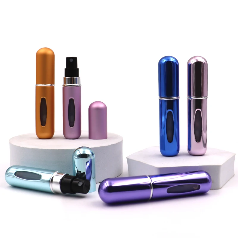 Bottom Filling 8ml 5ml Mini Perfume Atomizer Refillable Perfume Bottles Travel Sized Aluminum Perfume Atomizer Spray Bottle